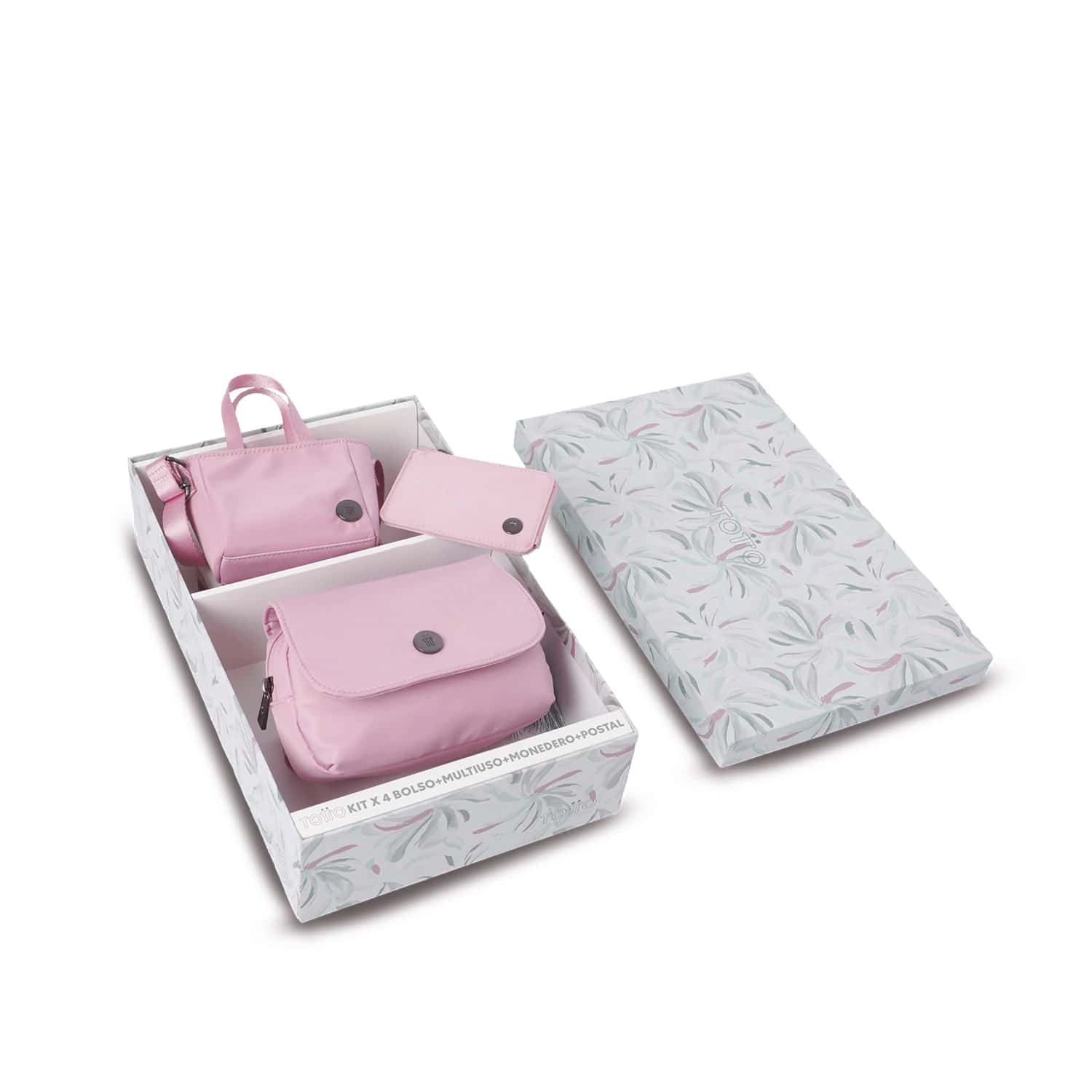 Kit de regalo Corneana 2 Riñonera+Cosmetiquera+Monedero+Postal Rosado