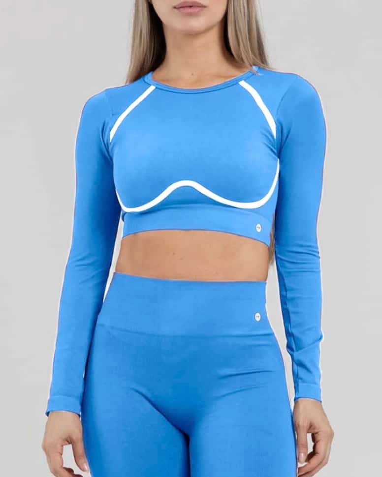 Top seamless contrast azul vivo lumen FIBER