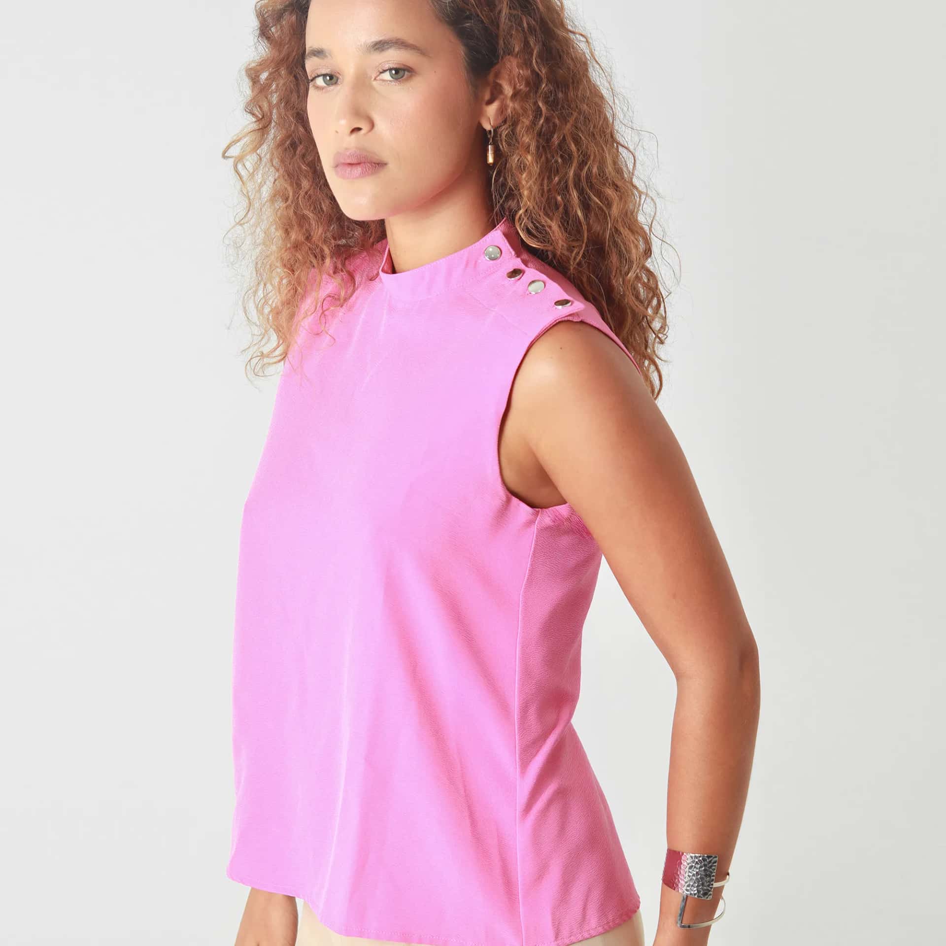 Blusa Cuello Alto Manga Sisa