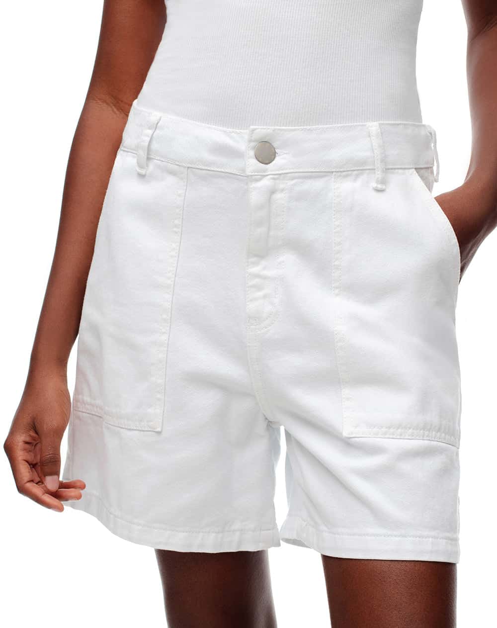 Short tiro alto denim blanco mujer