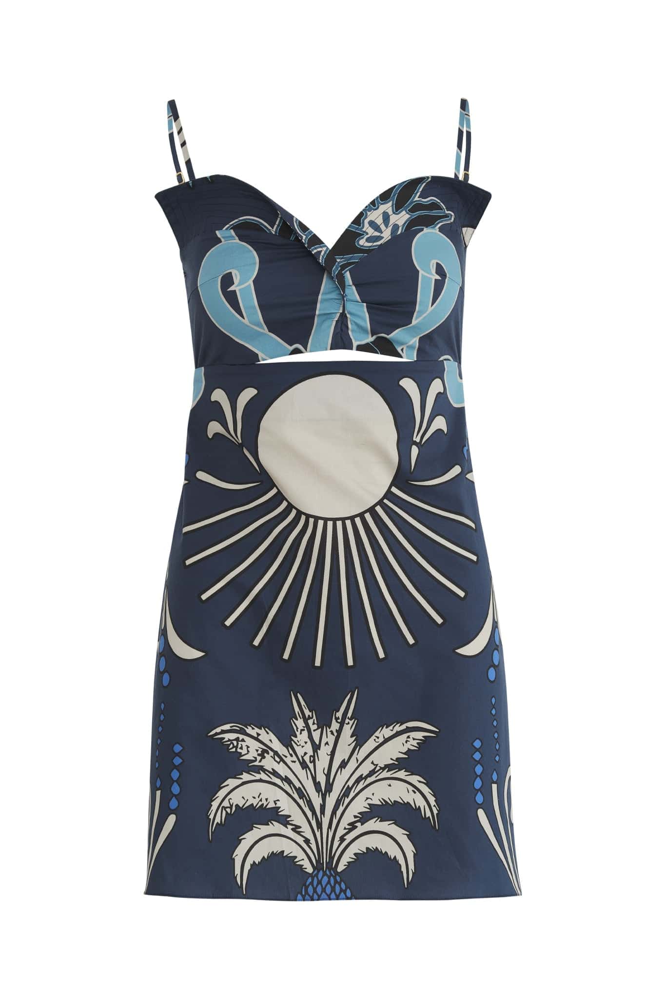 Victoria Cotton Mini Dress / Blue Garden