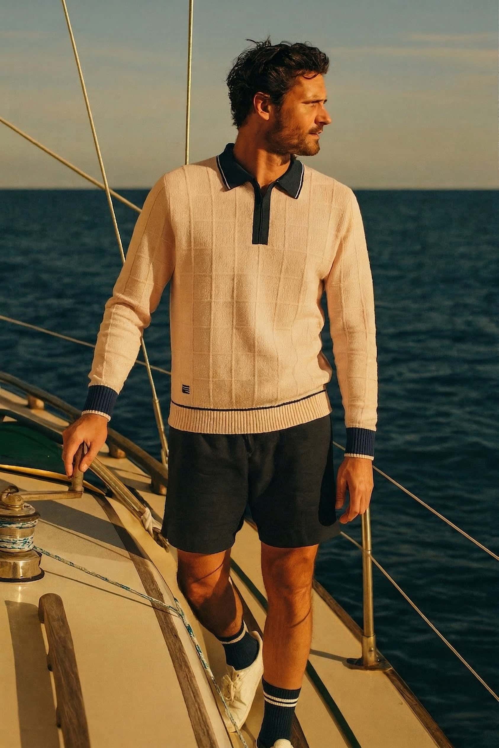 Polo Long Sleeves Tejida - Rosa Cipria - NUOVO