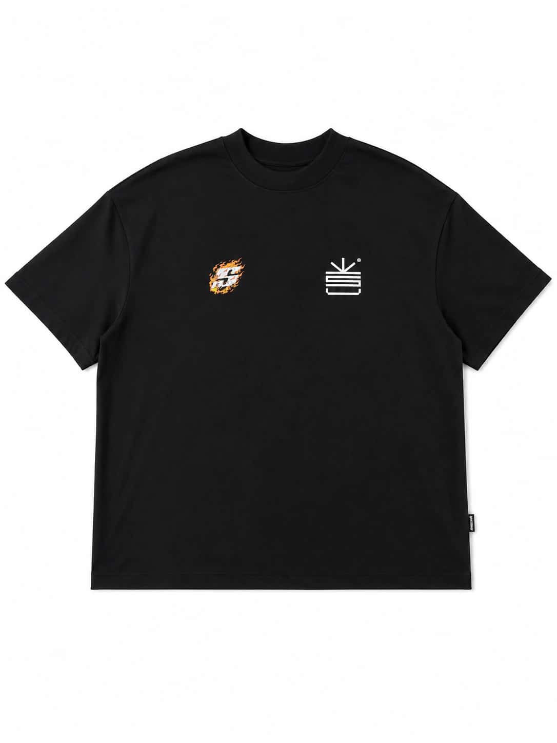 Camiseta Negra Oversize Fuego  250 gramos - miniatura 1