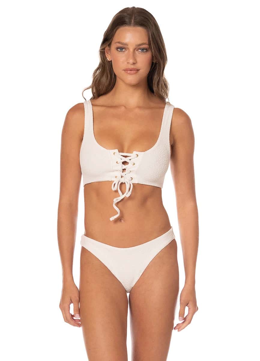 Maaji Coconut Milk Dazzle Lace Up Bralette Bikini Top