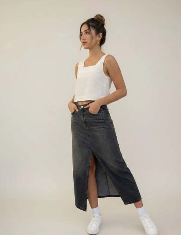 Falda Clarissa Indigo Gris