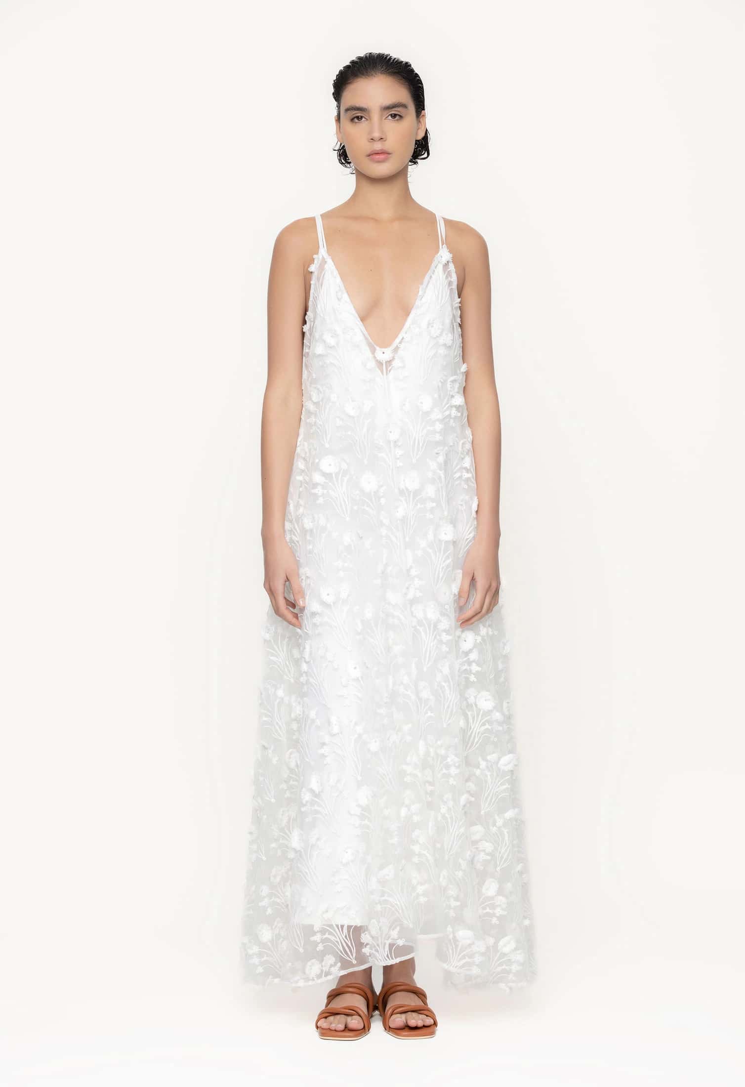 Hierbaluisa Diente de Leon Organza Maxi Dress