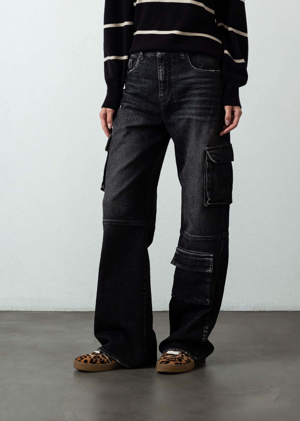 Jean Wide Leg fit tipo cargo
