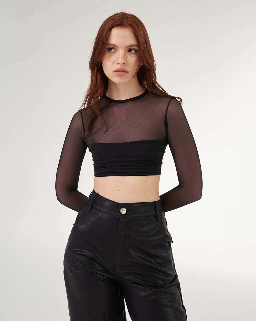 BLACK MESH TOP