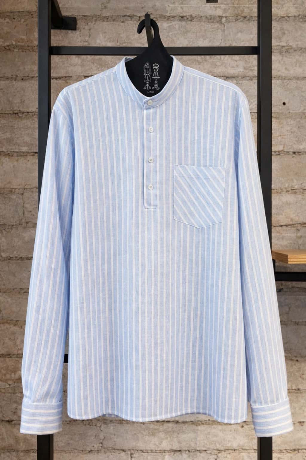 Camisa Para Hombre Manga Larga Cuello Neru Rayas