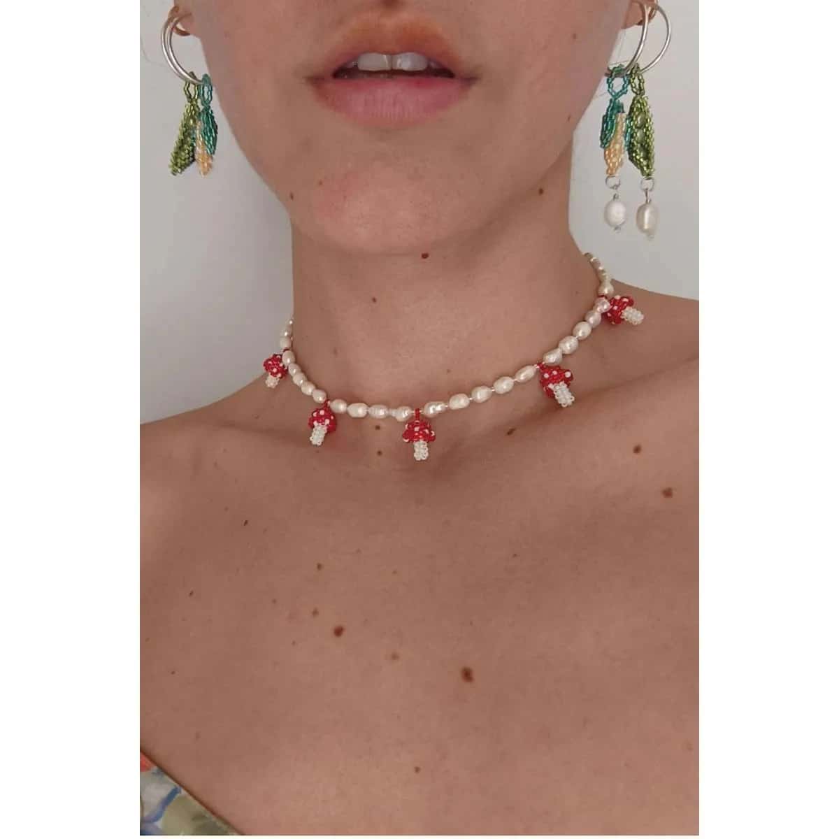 PEARL AND MUSHROOM NECKLACE