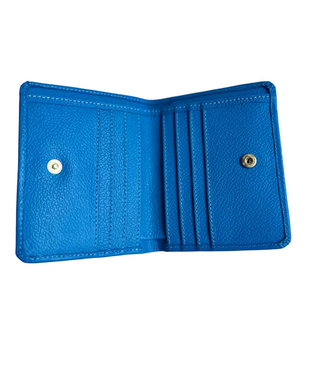 Billetera para mujer en cuero azul cobalto - miniatura 2
