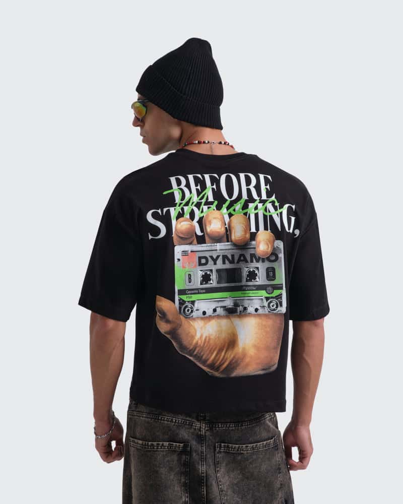 Camiseta Negra Boxy Fit Rewind State - miniatura 2