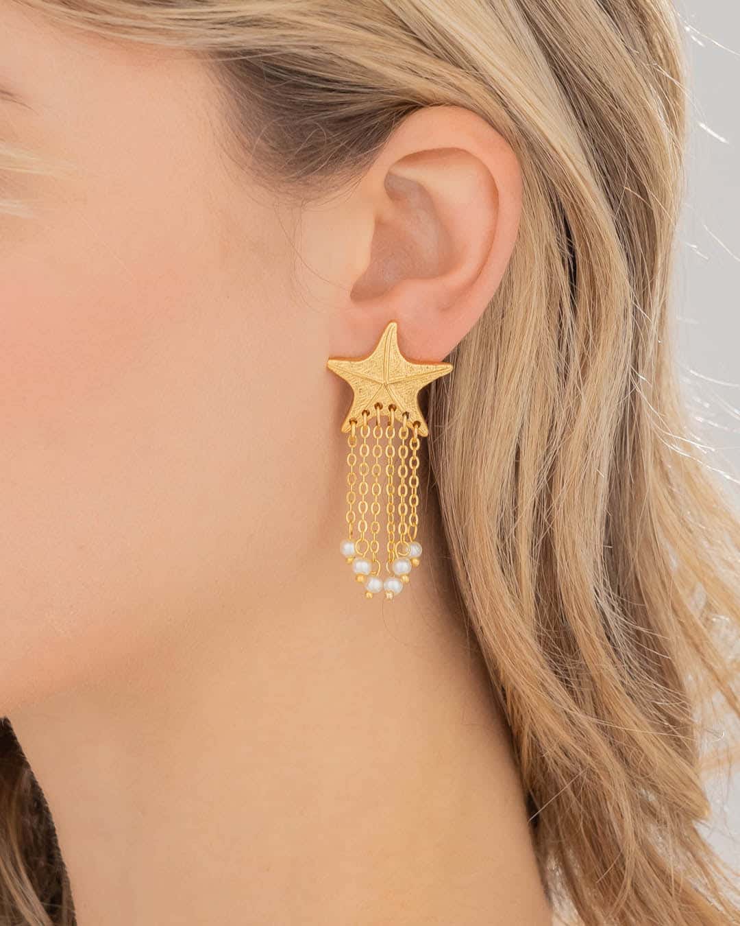 Aretes Estrella De Mar Perlas