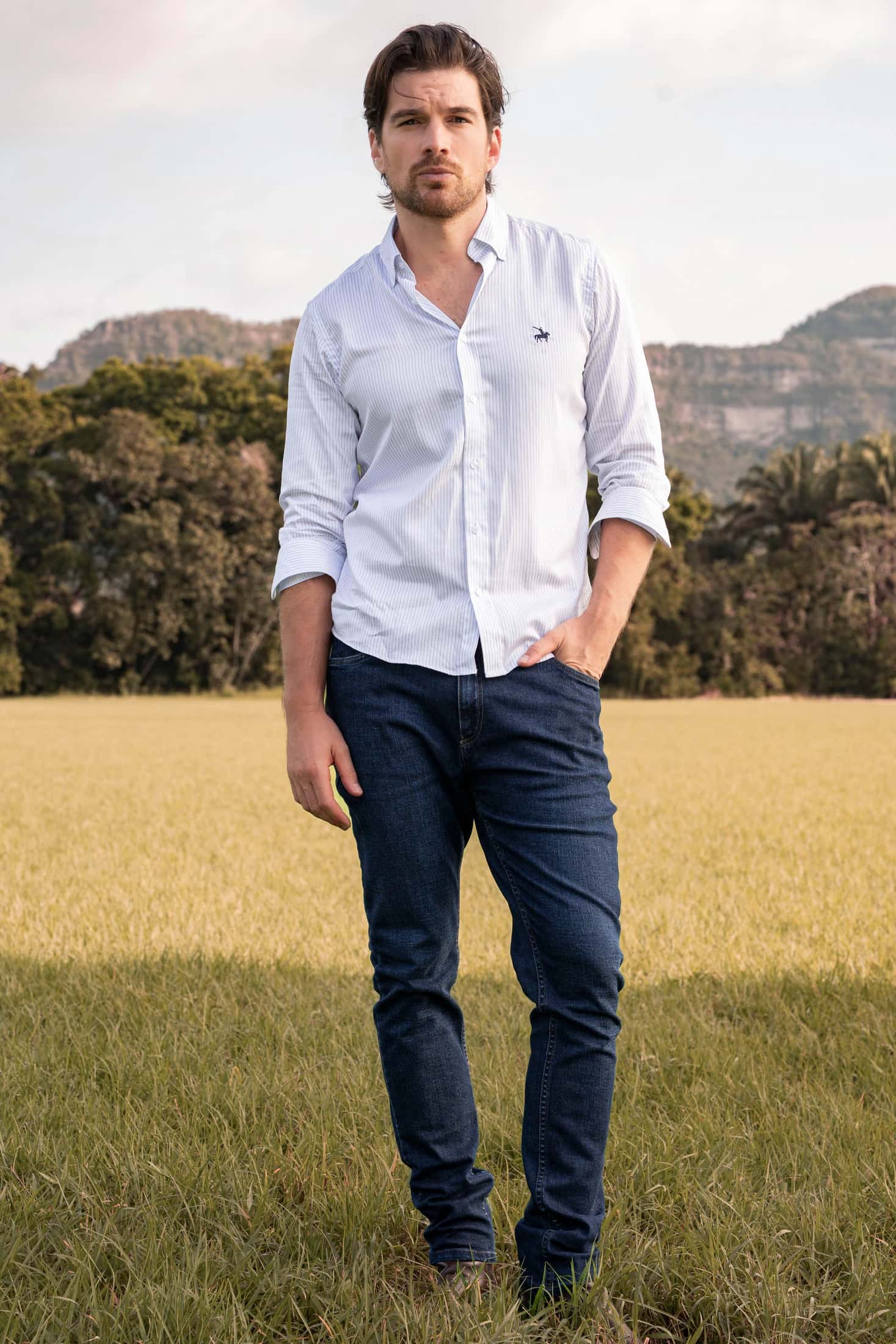 Camisa Amberes Rayas Hombre Azul Claro - miniatura 2