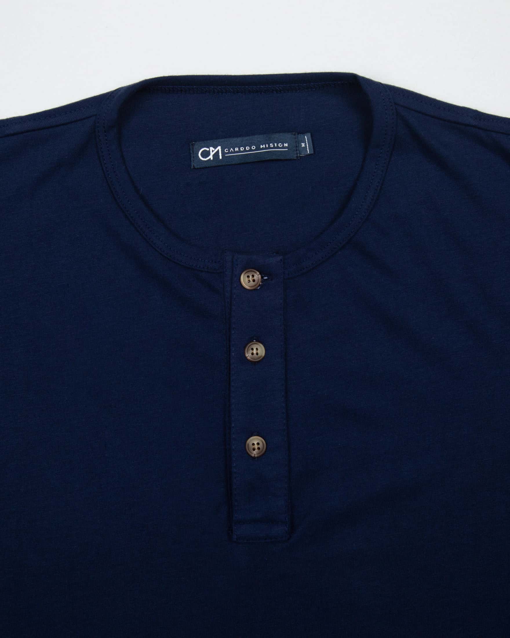 Camiseta Henley Algodón Azul Oscuro - miniatura 4