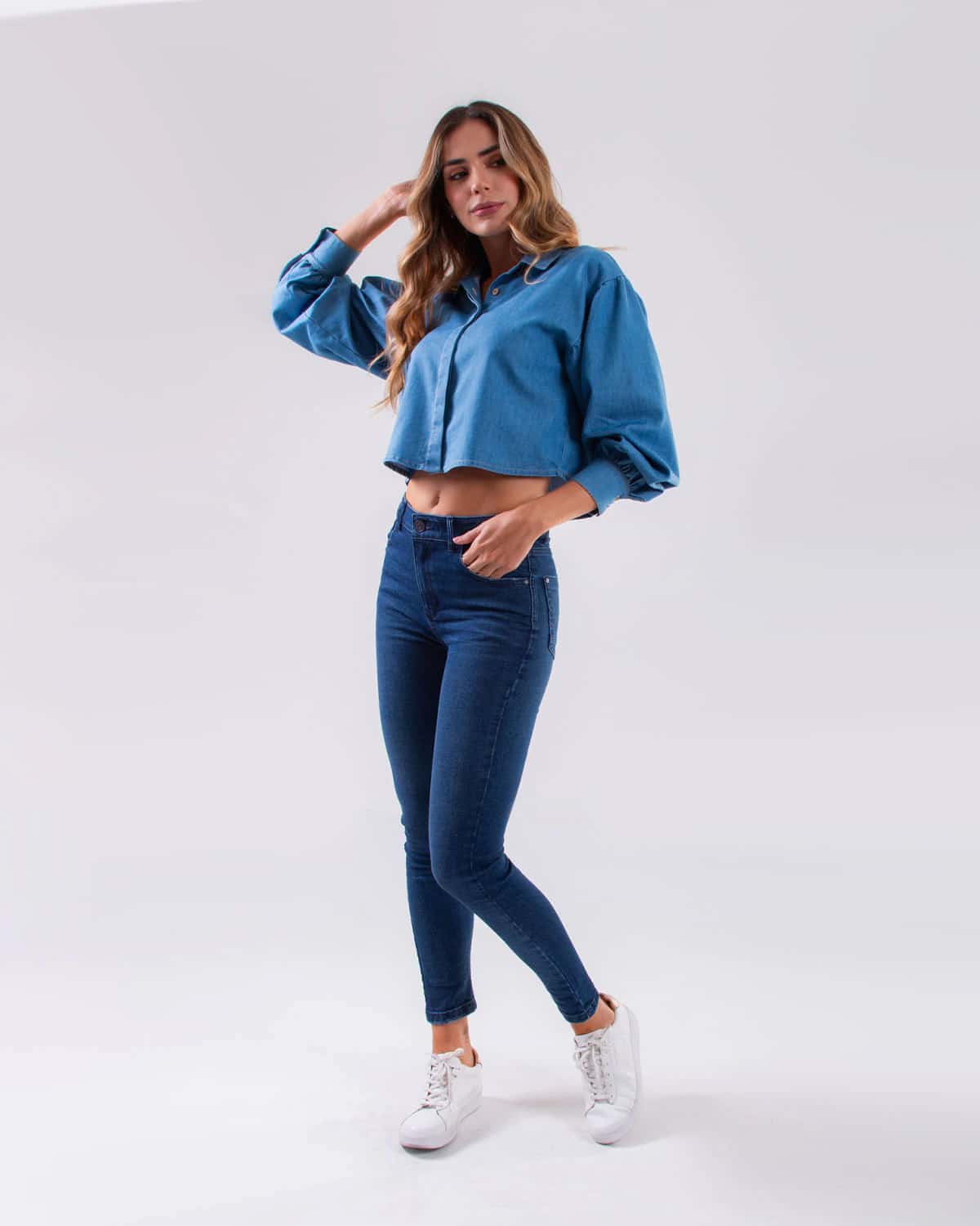 Camisa azul para mujer