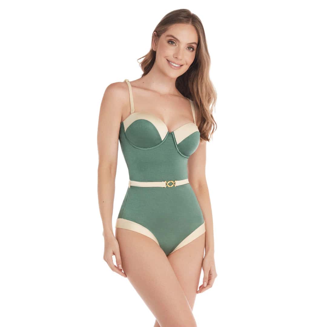 VESTIDO DE BAÑO ENTERO CON SILUETA STRAPLESS