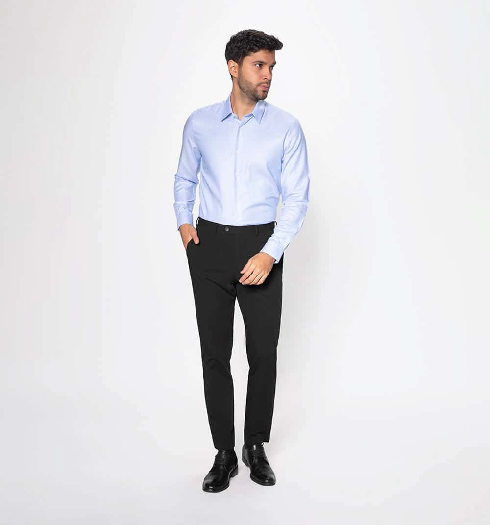 Camisa linea fina cuello italiano