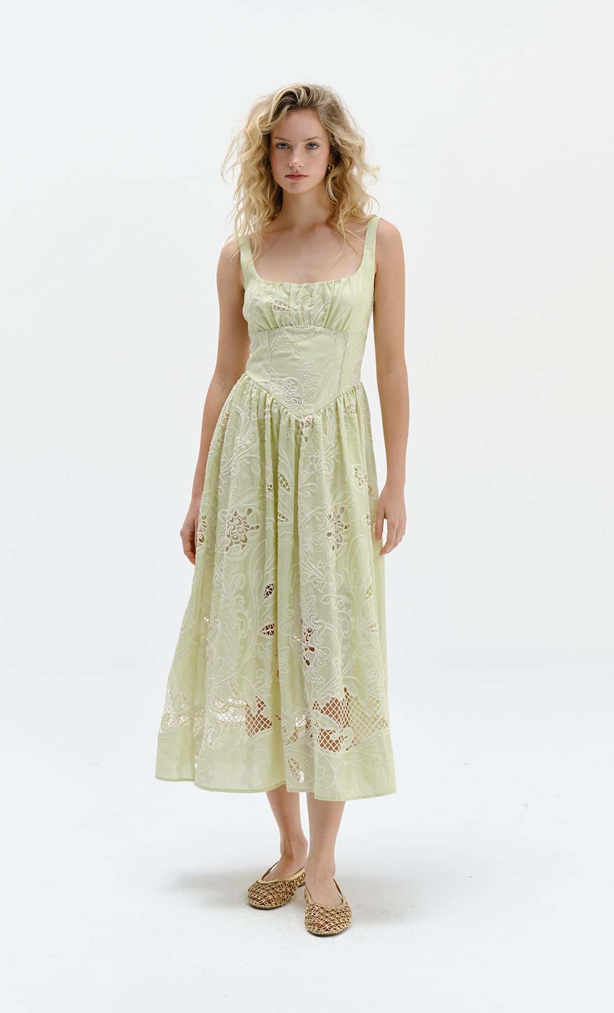 Vestido midi Mossy Green