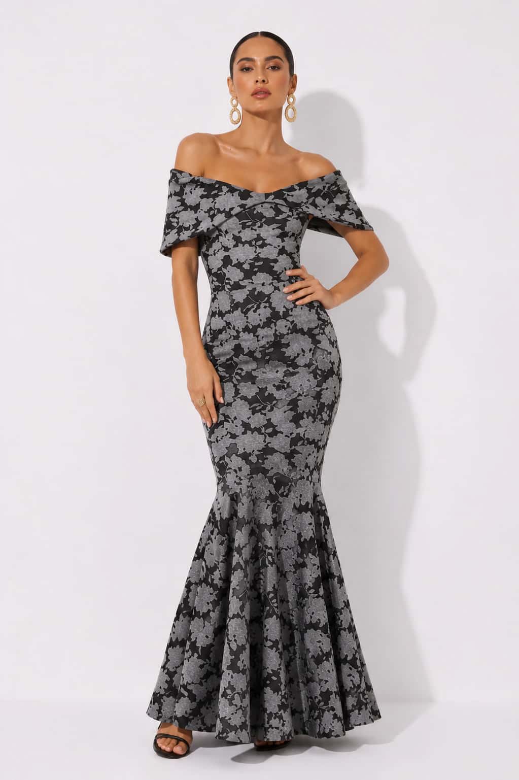 Vestido Sabina Ii Negro Estampado - miniatura 1