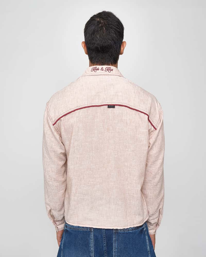 Camisa Boxy Contrast Beige - miniatura 3