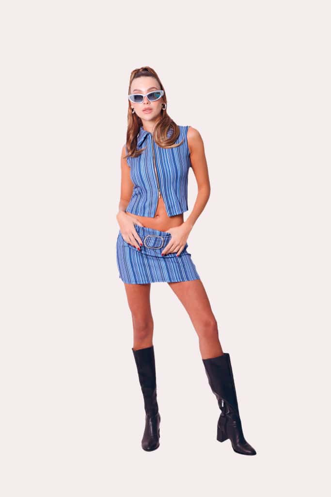 Mini Skirt In Blue Stripes