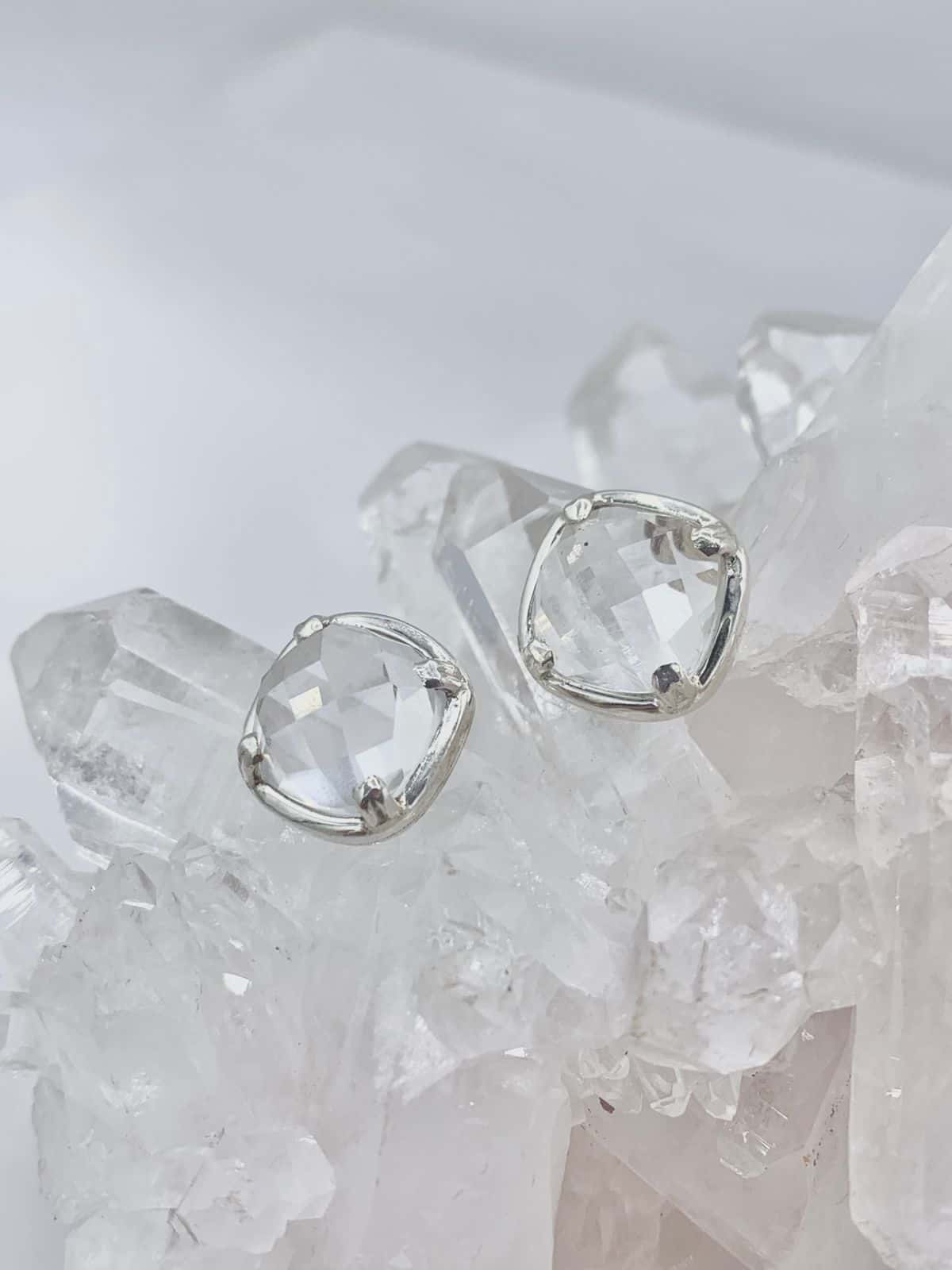 Aretes cuarzo Transparente cuadrados