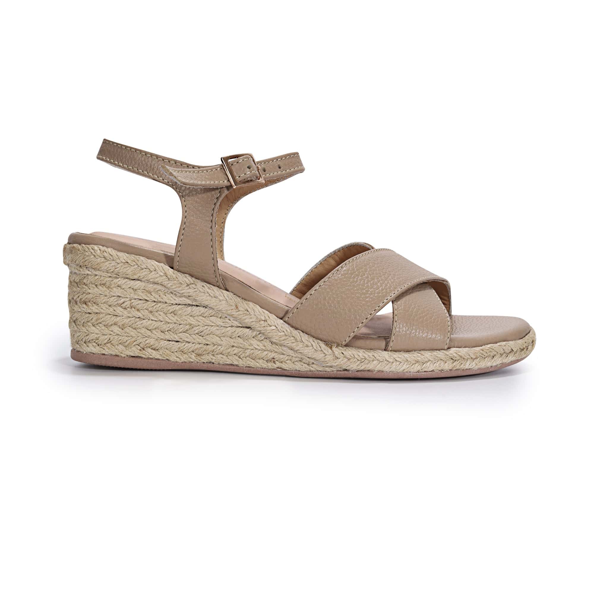 "ZINNIA" SANDALIA EN CUERO CON YUTE
