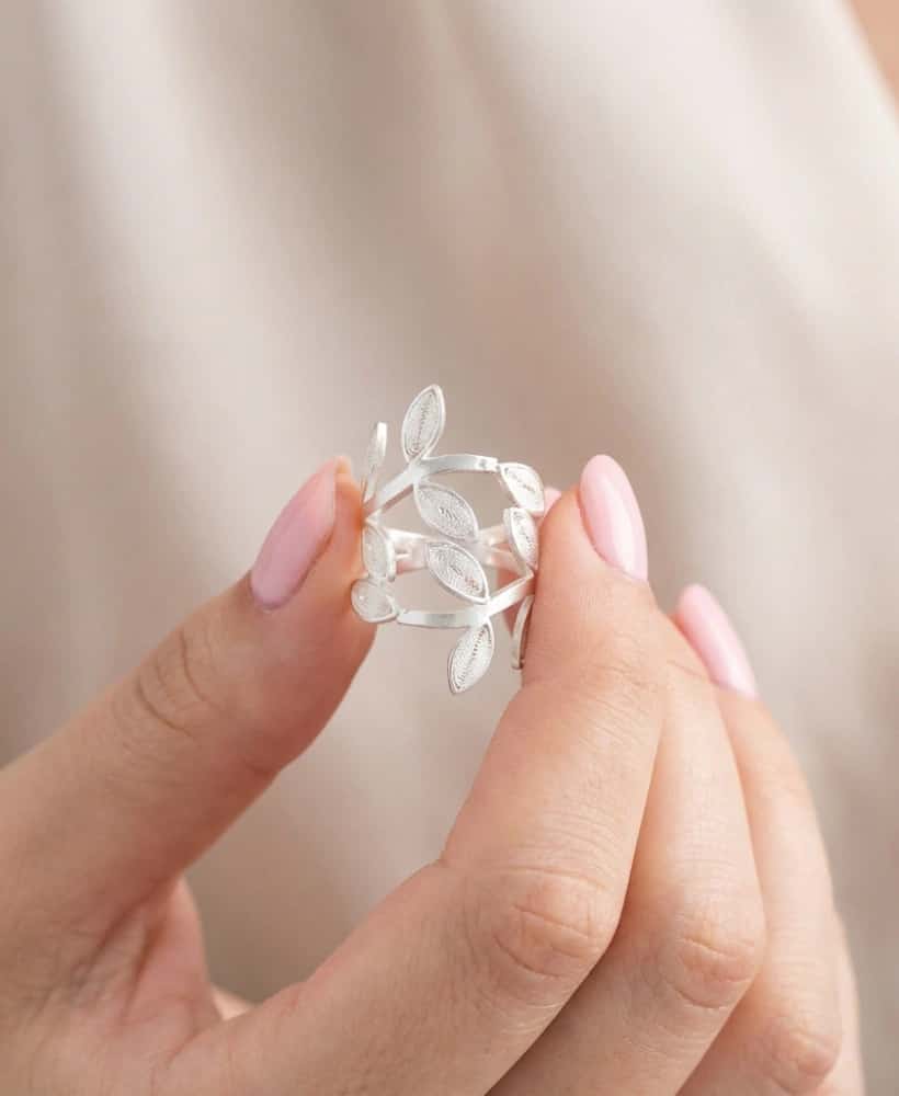 Anillo Hojas en Filigrana Plata