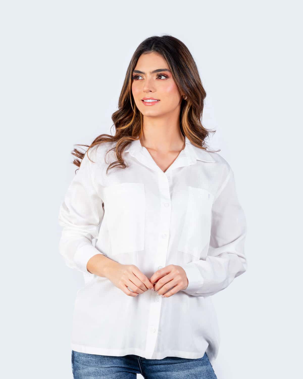 Camisa ivory manga larga para mujer