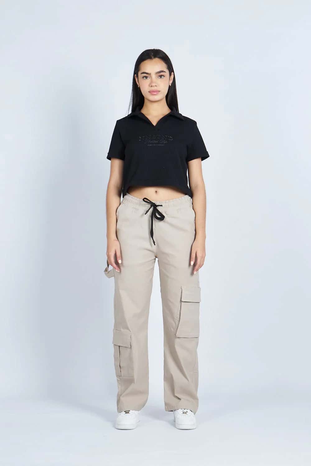 Lounge cropped Polo textura Negra | Drop 03 |
