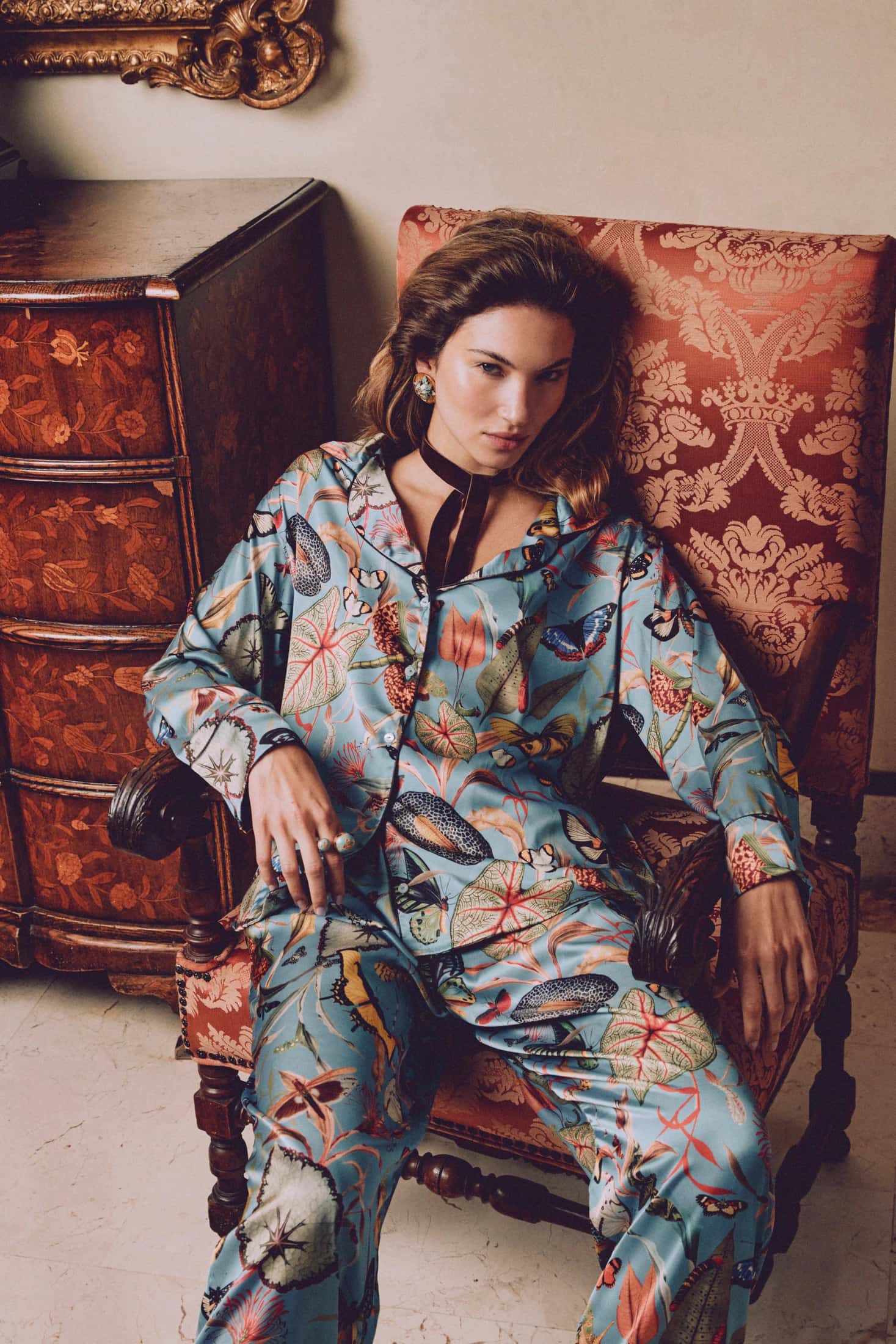 Pijama larga - Mariposas Aqua