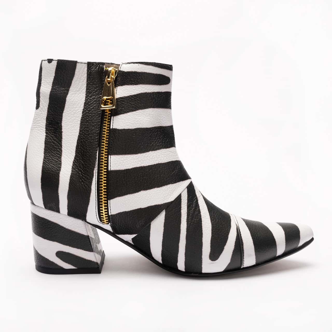ZEBRA black X white ANKLE boots