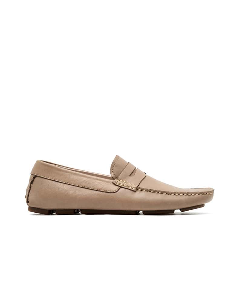 Mocasín tejido tipo driver de cuero natural para hombre REF DUBL23