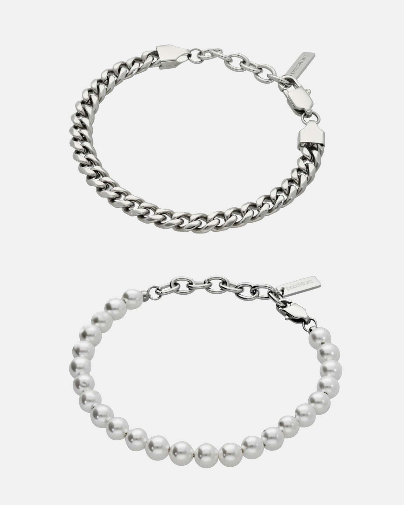 Pack Pulsera Cubana 6 mm + Pulsera Perlas 6 mm
