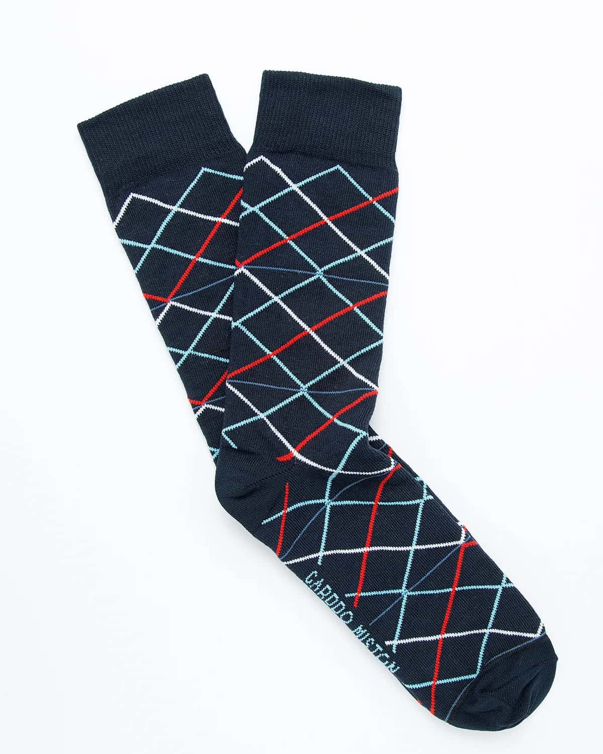 Medias Algodón Rombos Multicolor - Fondo Azul