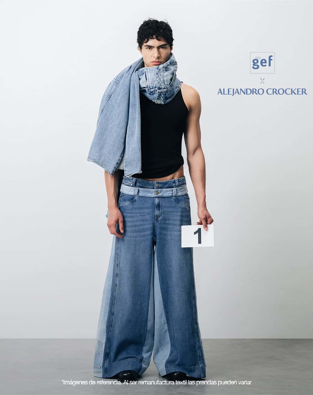 Jean wide leg remanufacturado Gef x Alejandro Crocker mujer