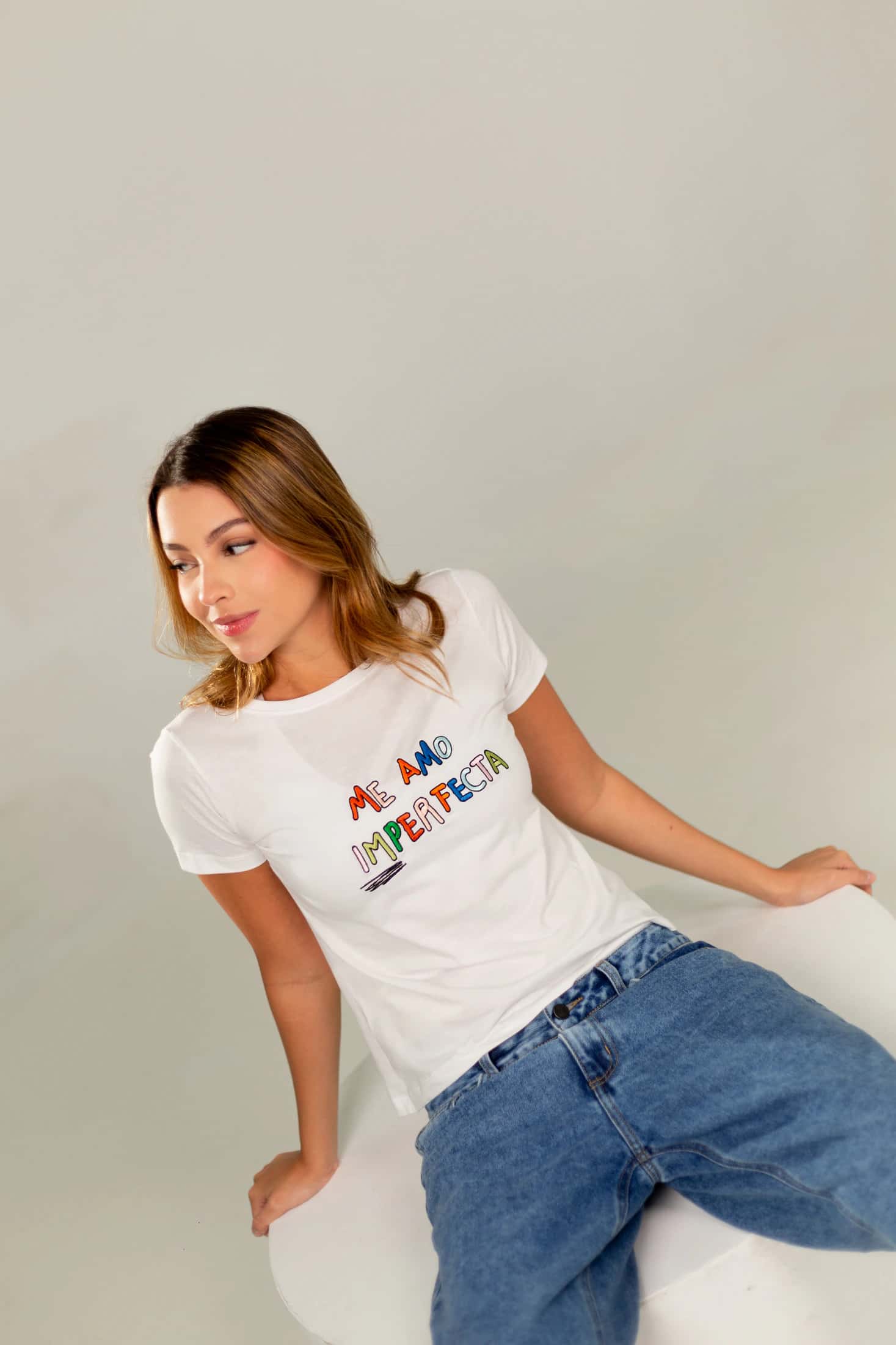Me Amo Imperfecta Embroidered Basic Tee