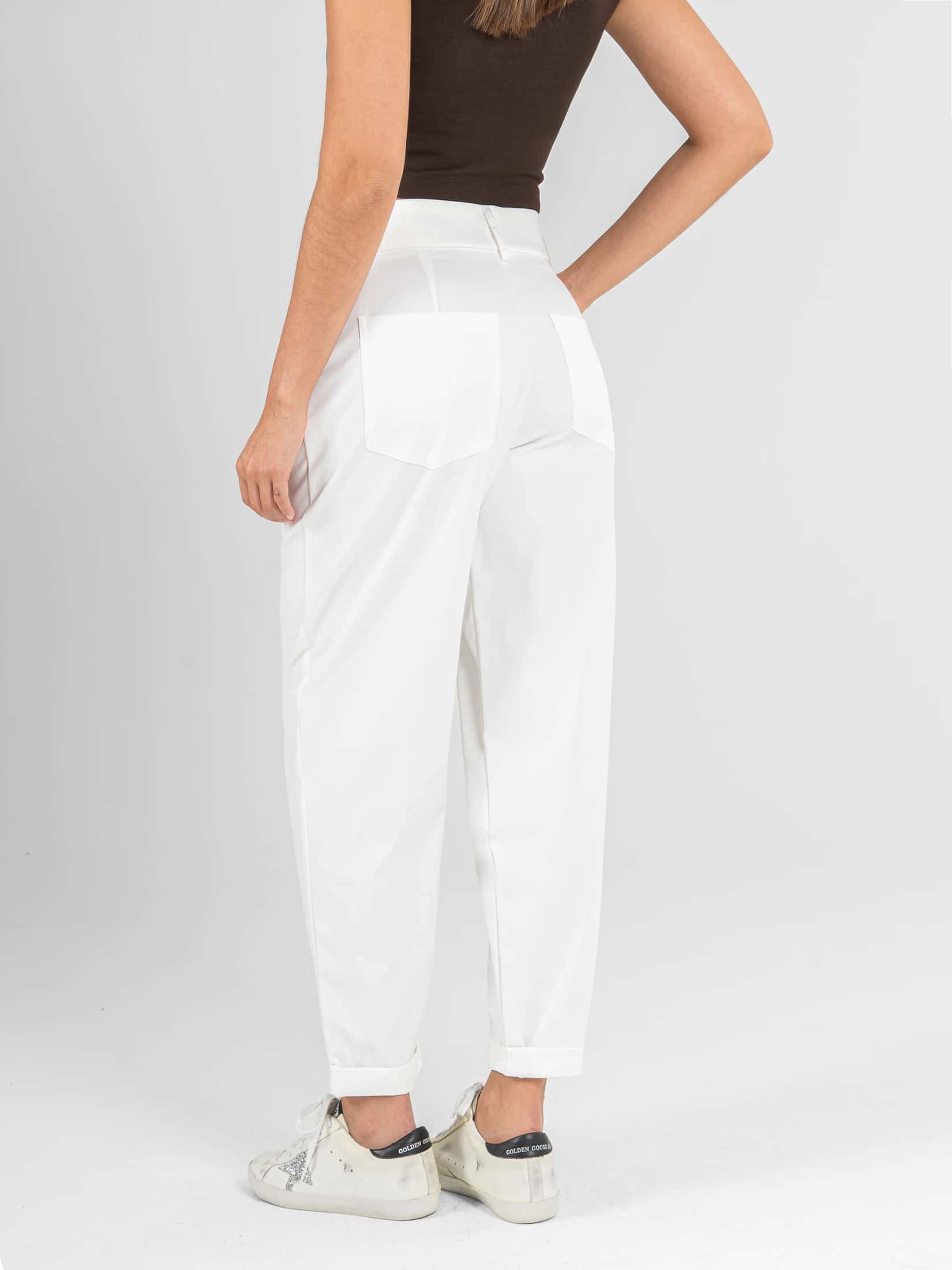 Ref: 0620646 Pantalón slouchy, sin prenses, tono ivory, tejido plano liviano, rigido, tiro alto - miniatura 2