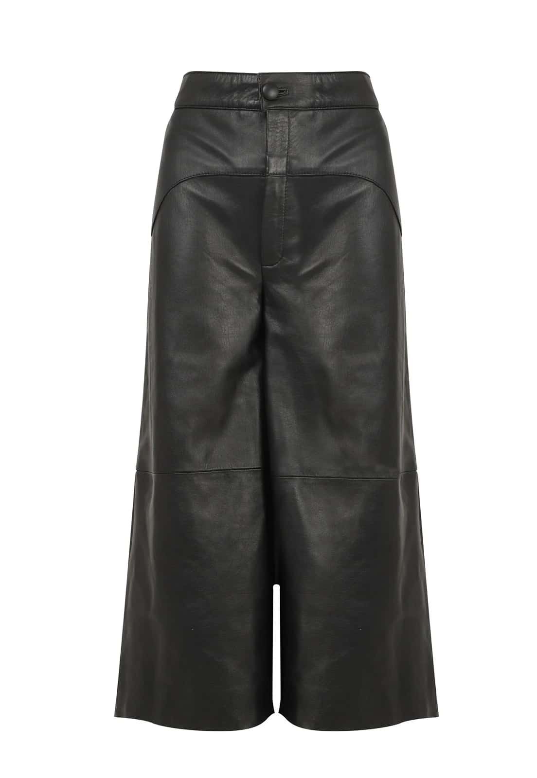 LONG LEATHER WIDE LEG TROUSERS - miniatura 2