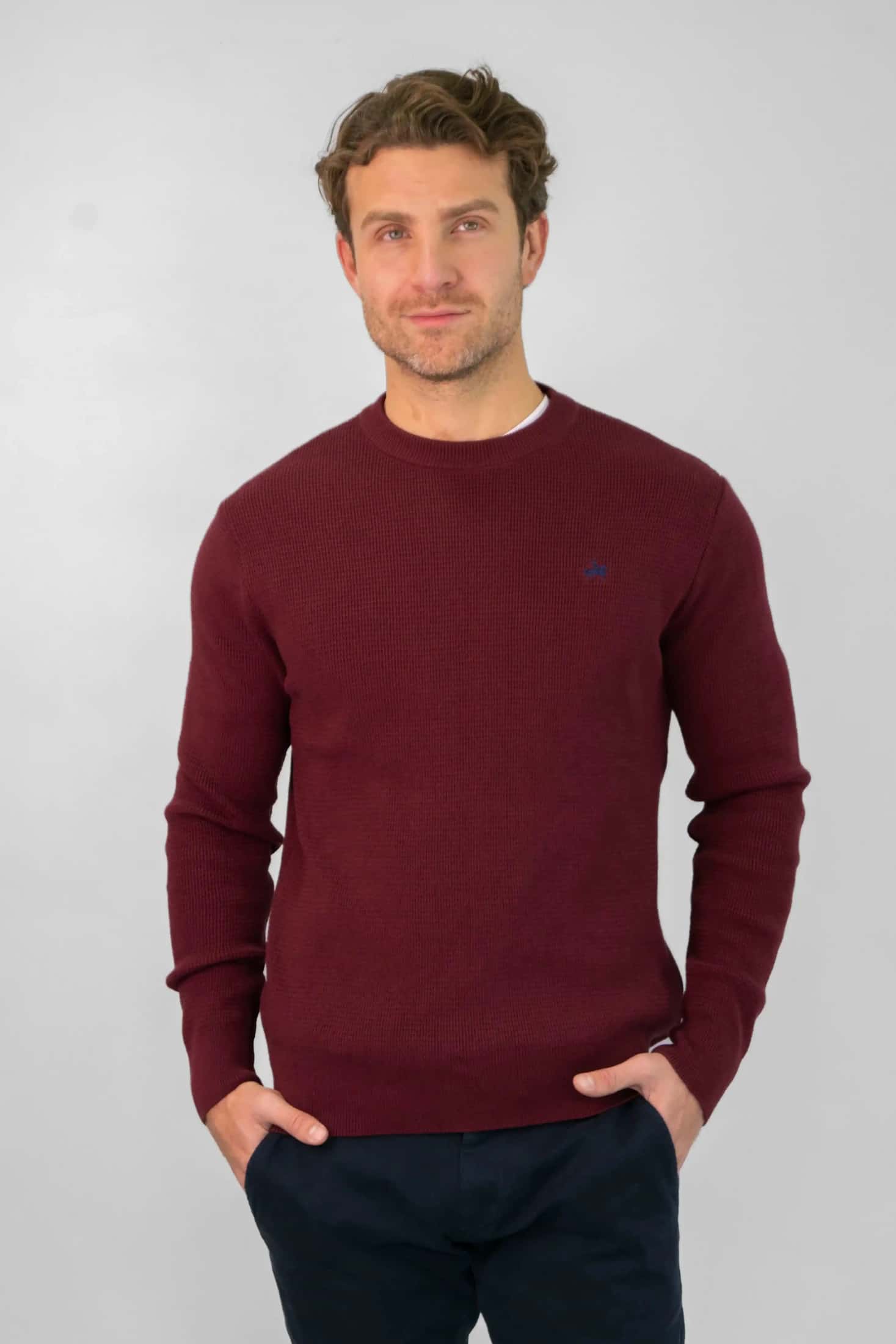 Suéter Textured Cuello Redondo Vinotinto