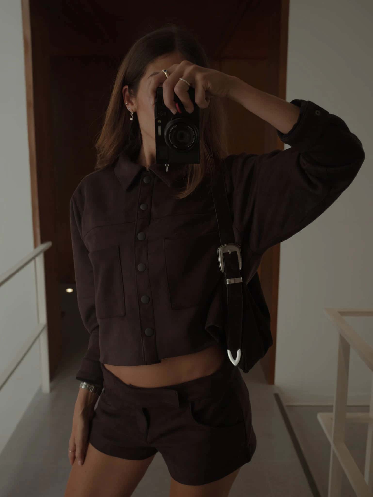SUEDE BOXY JACKET - ESPRESSO