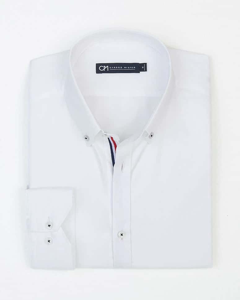 Camisa Sarga Hiladillo France Algodón Blanco - miniatura 5
