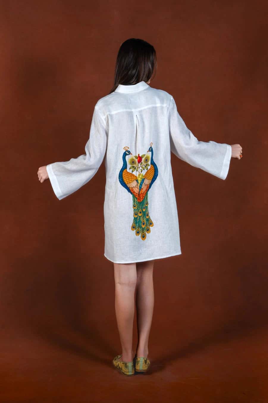 Women's Magnalia linen shirt dress white