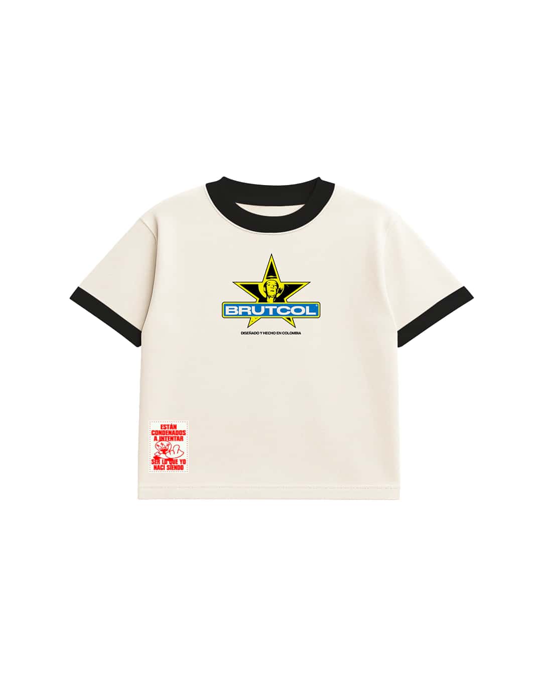 CAMISETA OVERSIZE CROPPED BRUTCOL® TOUR EN EL CON-SENTIDO – CUELLO NEGRO - miniatura 4