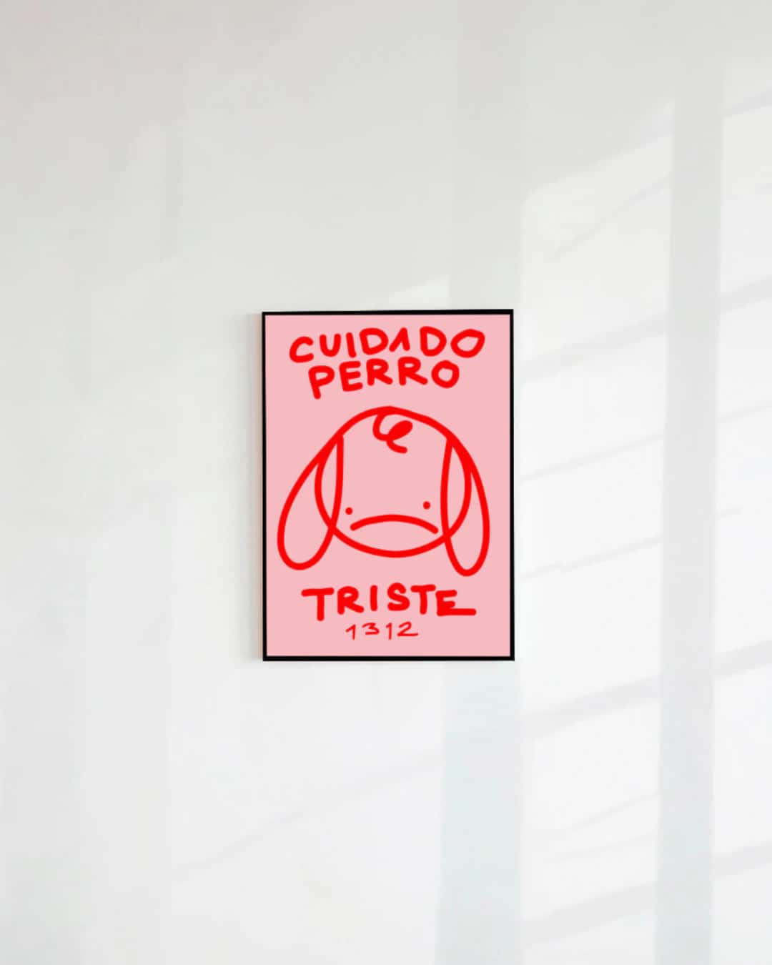 POSTAL CUIDADO PERRO TRISTE ROSADO (PAPEL 220GR)