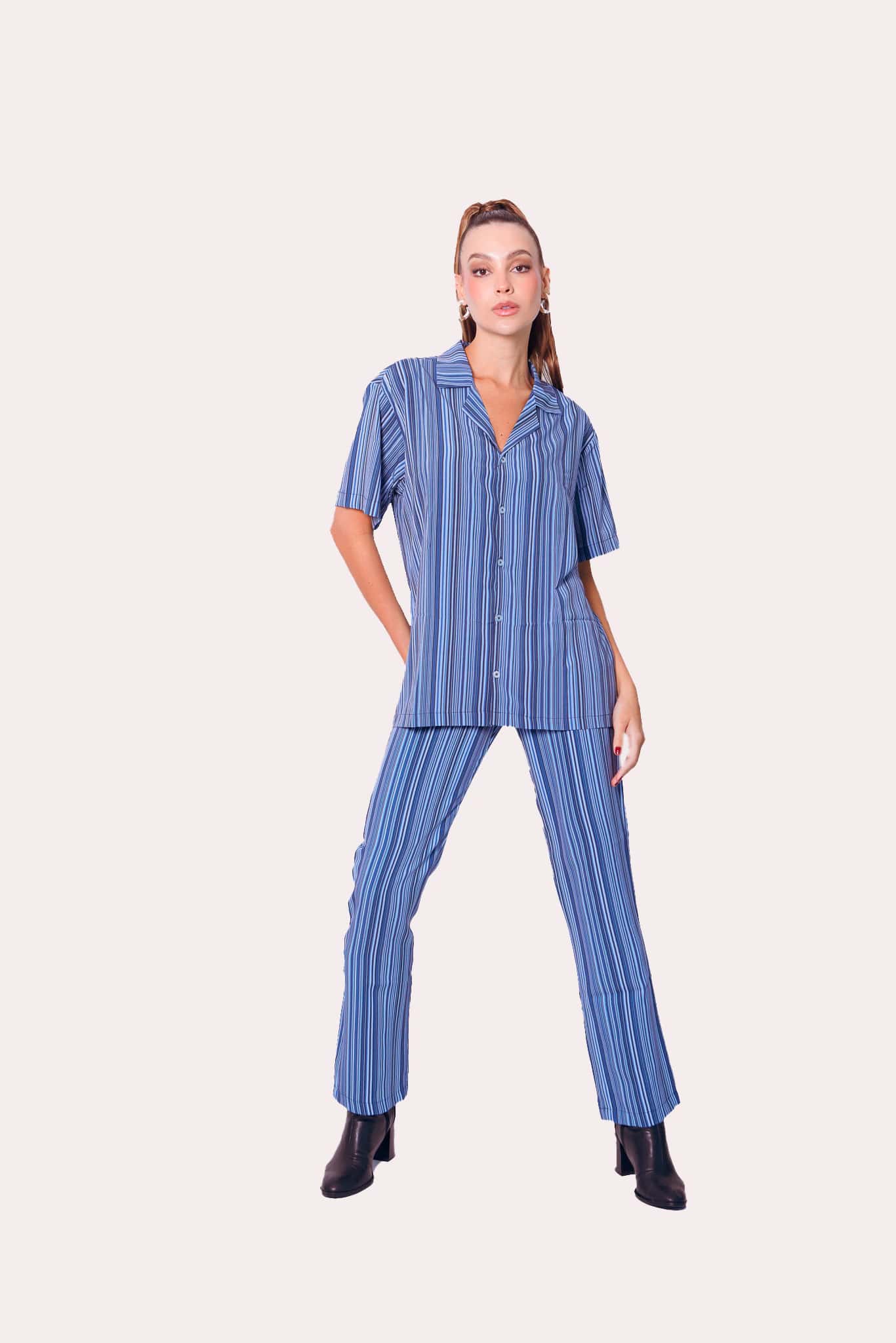 Camp Shirt in Blue Stripes