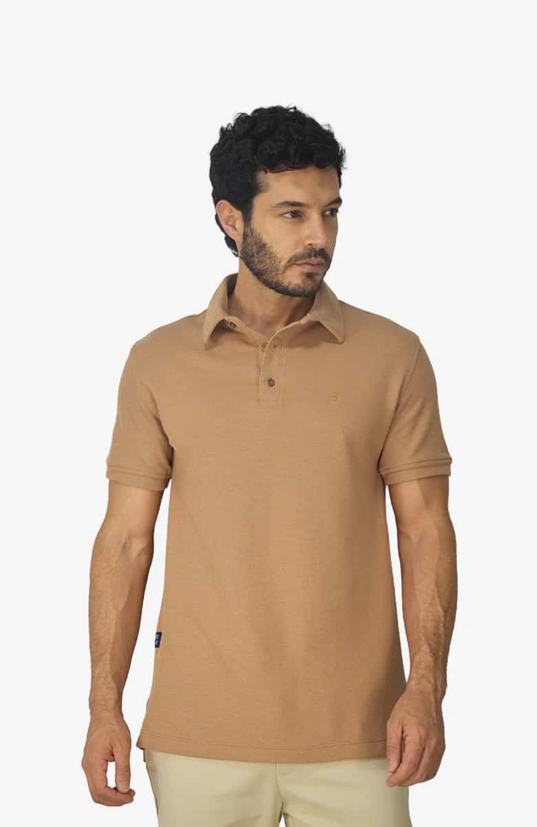 Camiseta polo texturizada Café para Hombre