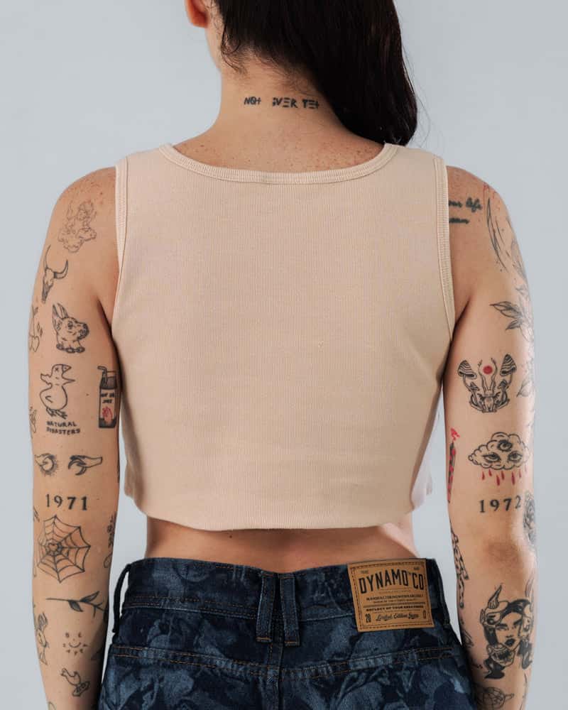 Crop Top Beige Para Mujer Corte Imperio - miniatura 4