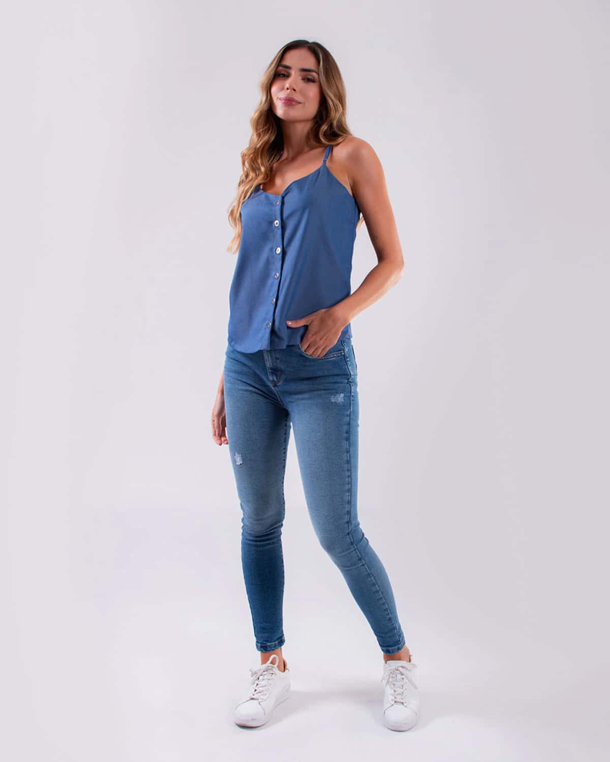 Blusa azul para mujer